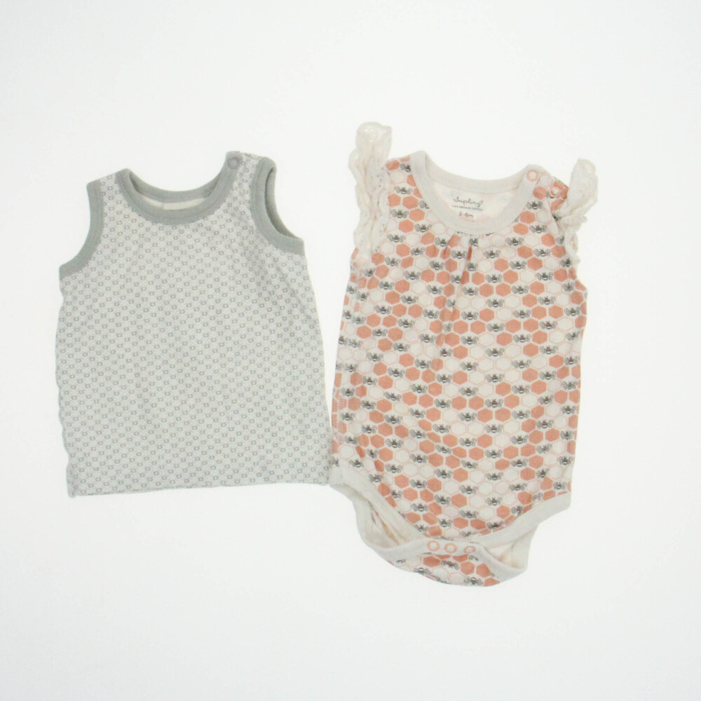Sapling Girls White | Grey | Brown Apparel Sets size: 3-6 Months